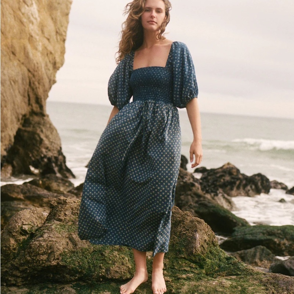 Christy Dawn Regenerative Cotton Katrina Dress in Indigo Petunia Dot size M NWT